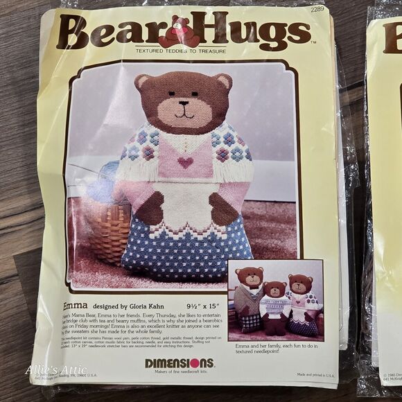 Dimensions Bear Hugs Vintage Needlepoint Kits Emma & Chester Mom Dad #2288 #2289 - Picture 2 of 4